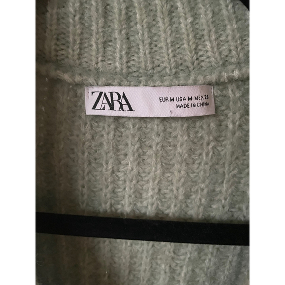 Zara- chunky sweater- seafoam green- button down- size M - Picture 3 of 5